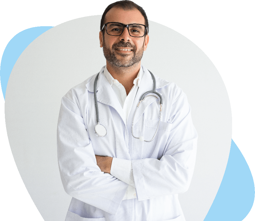 Doctor with stethoscope smiling