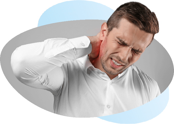 Man rubbing his neck due to neck pain